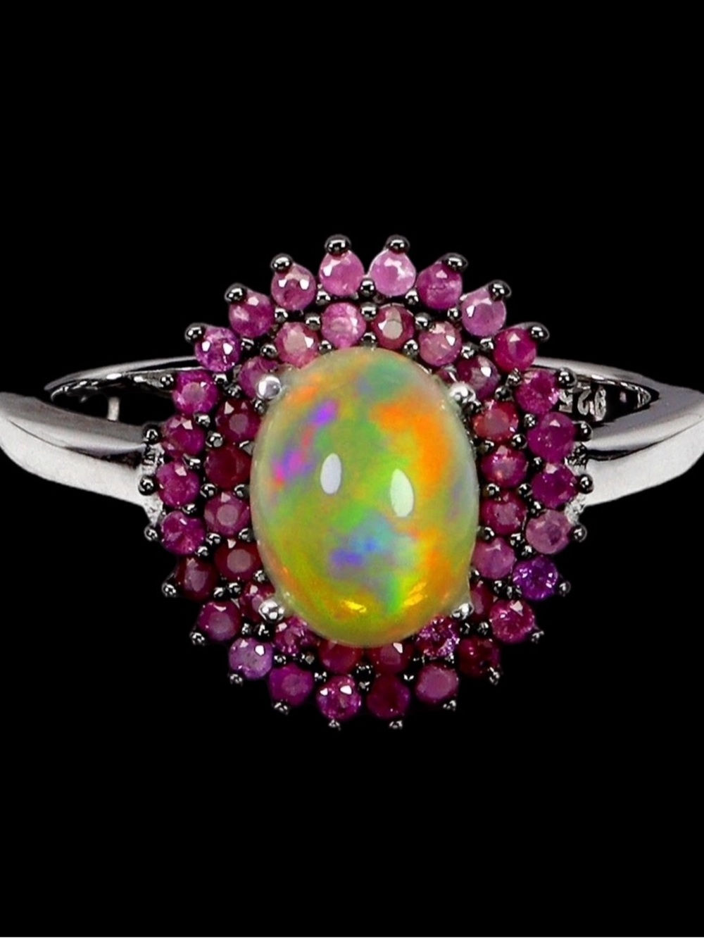 Genuine Fiery Opal & Ruby Ring
WOW SEE VIDEO!